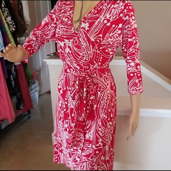 Vintage 80’s Marciano Red & White Wrap Dress - Picture 2 of 12